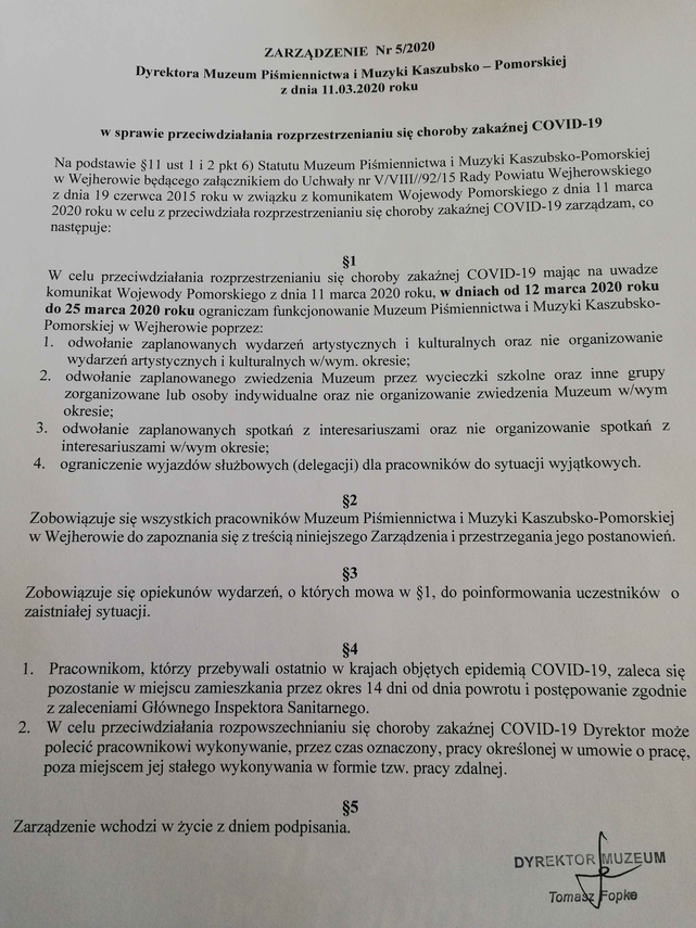 Zdjęcie do newsa Zarządzenie