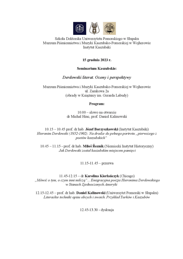 Zdjęcie do newsa Seminarium Kaszubskie. Zapraszamy!